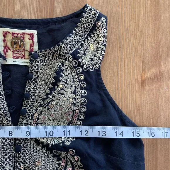 Free People Dress Women's Size 0 Black Gold Shift Sequined Fairy Whimsigoth - Picture 12 of 16